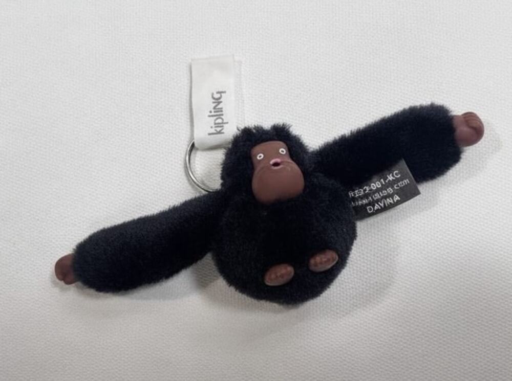 Kipling Davina Monkey Fuzzy Keychain - Black NWT